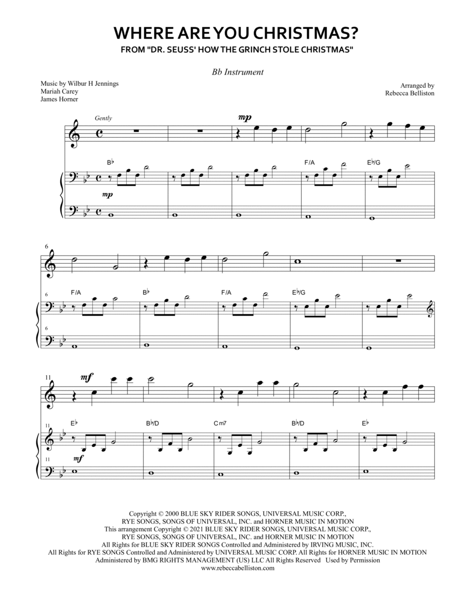 Where Are You Christmas? B-Flat Clarinet scores gallery preview page 1