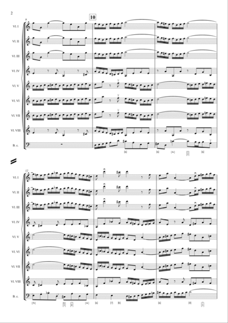 Bach (arr. Lee): Concerto for 8 Violins & Basso Continuo in D Minor, BWV 1043 - Score Only