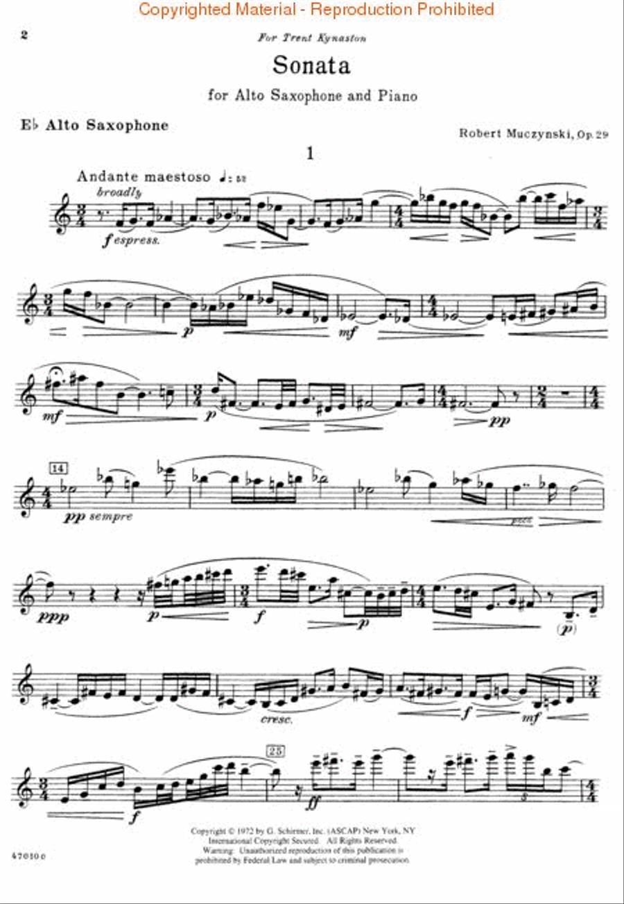 Sonata, Op. 29 Alto Saxophone scores gallery preview page 2