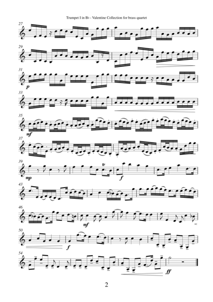 Valentine Collection (parts) arrangements for brass quartet