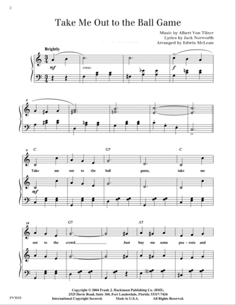 Take Me Out to the Ball Game Piano, Vocal scores gallery preview page 2