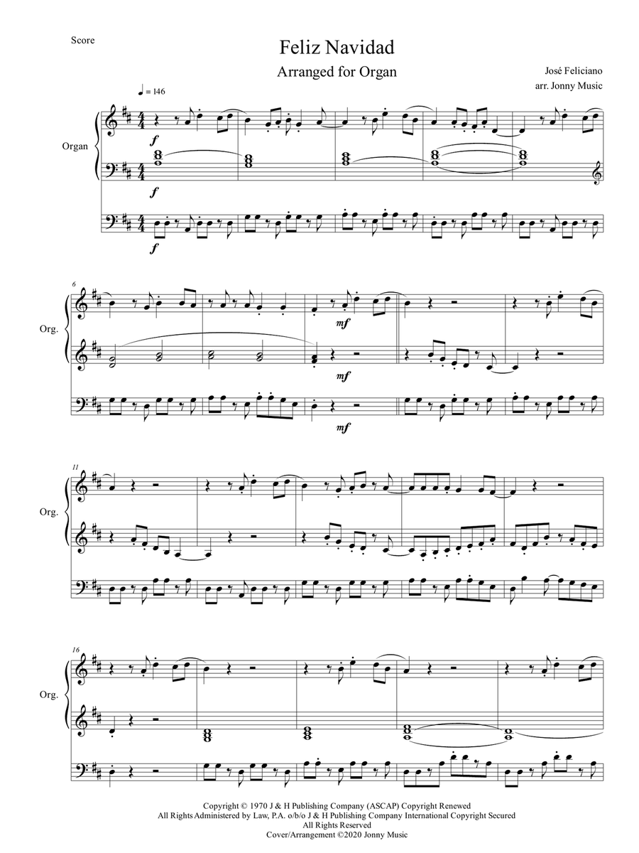 Feliz Navidad Organ Solo scores gallery preview page 2