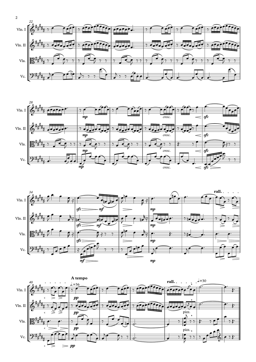 Flower Duet (Lakme) Delibes arranged for String Quartet by Andrew Hodges - (British Airways Advert) String Quartet scores gallery preview page 2