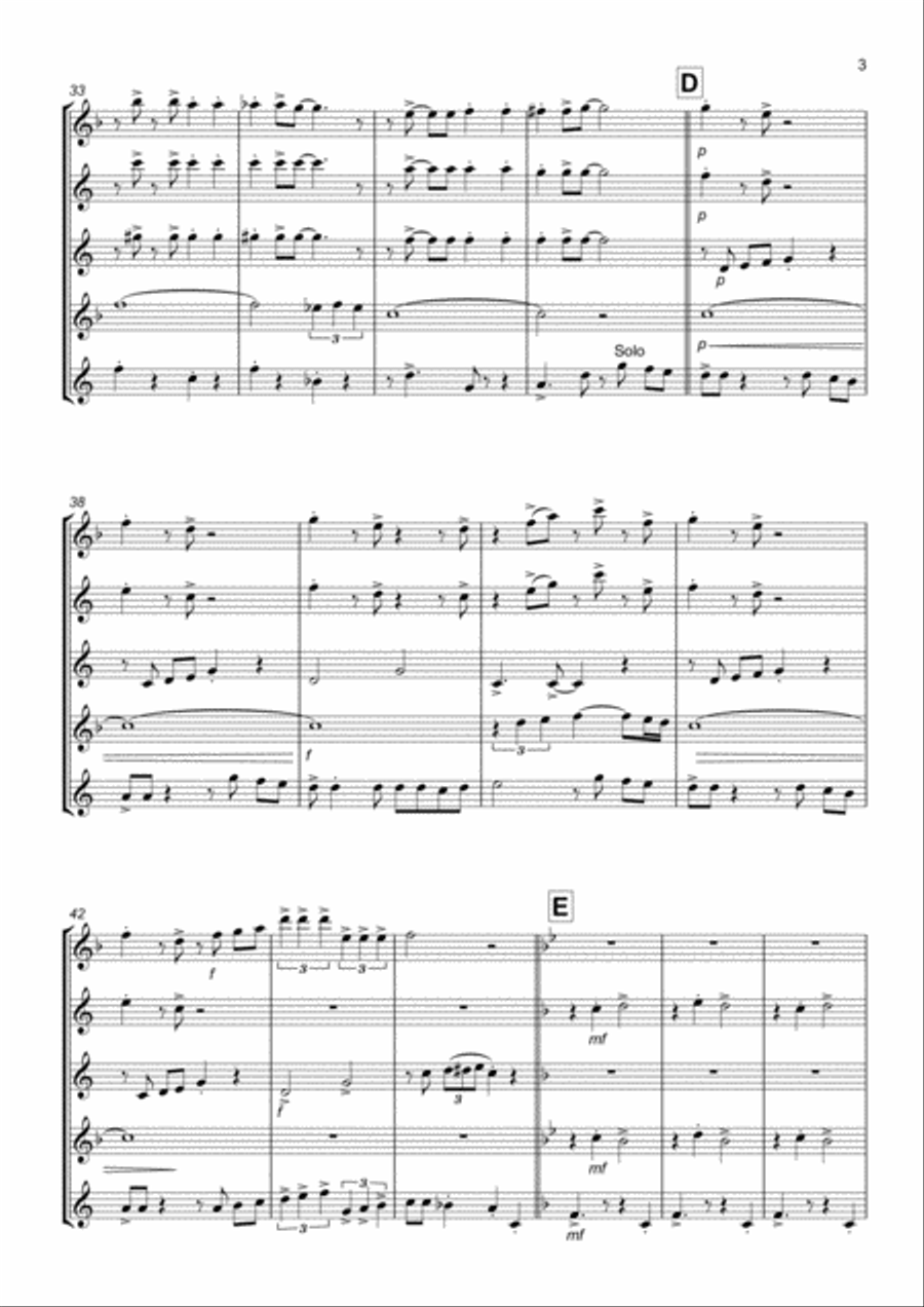 The Continental – Saxophone Quintet Saxophone Quintet scores gallery preview page 3