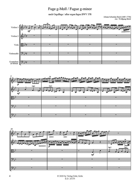 Fuge g-Moll BWV 578 (für Streichquartett)