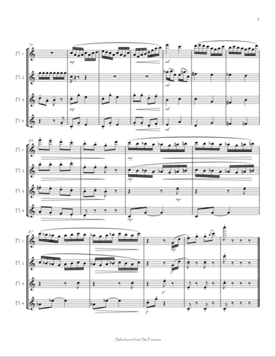 Selections from Six Fancies for Flute Quartet Flute Quartet scores gallery preview page 6