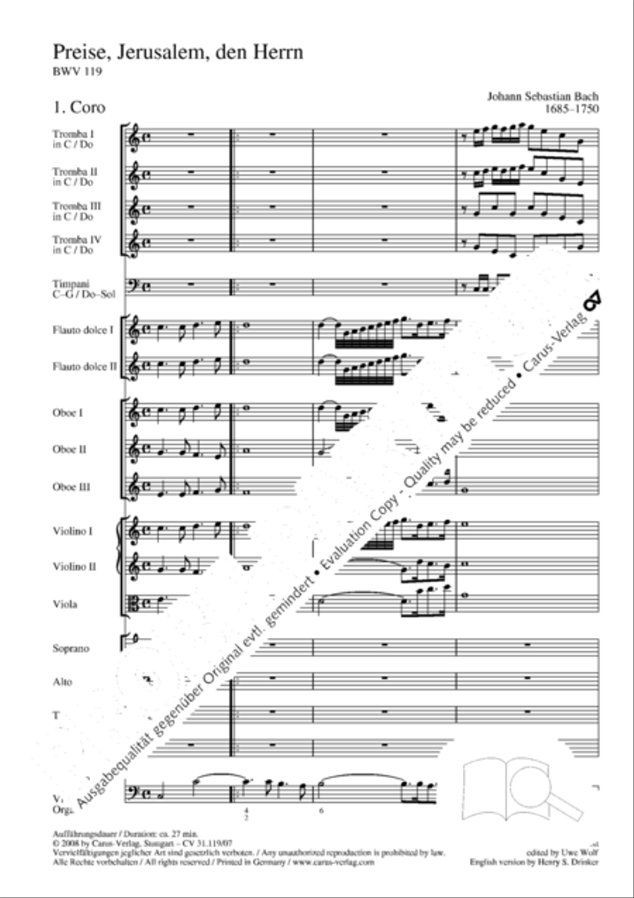 Praise the Lord, O Jerusalem (Preise, Jerusalem, den Herrn) 4-Part scores gallery preview page 7