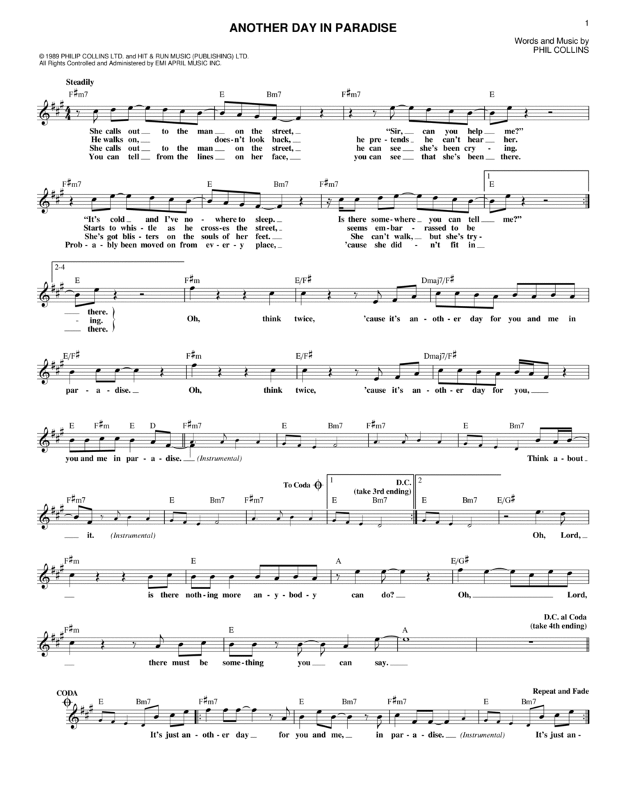 Another Day In Paradise Another Day In Paradise Electric Guitar scores gallery preview page 1