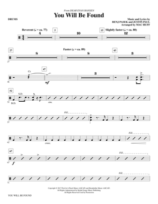 Book cover for You Will Be Found (from Dear Evan Hansen) (arr. Mac Huff) - Drums