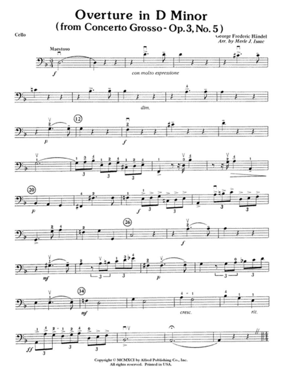 Overture in D minor (Concerto Grosso): Cello
