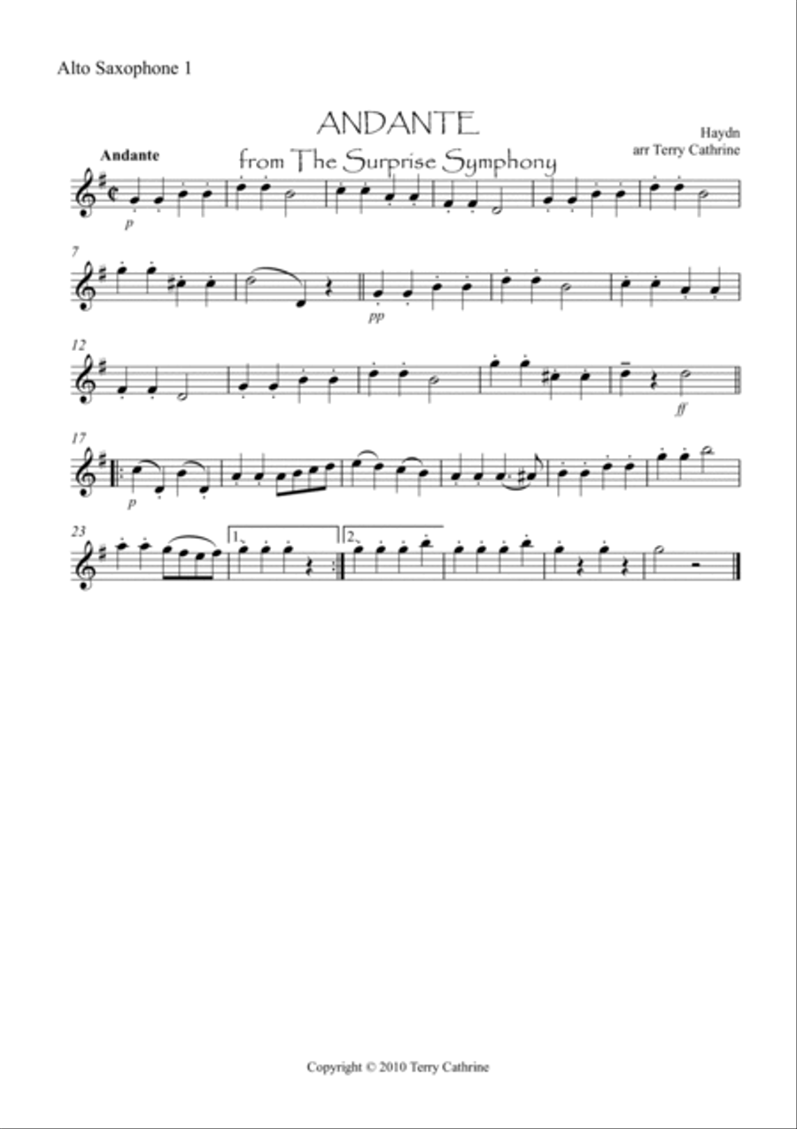 Andante from the Surprise Symphony Woodwind Trio scores gallery preview page 3