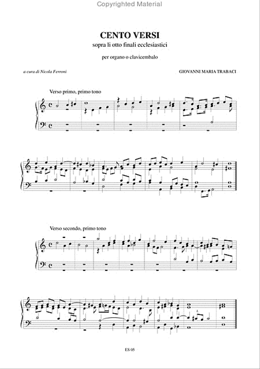 Cento Versi sopra li otto finali ecclesiastici (Napoli 1603/15) for Organ or Harpsichord Harpsichord scores gallery preview page 2