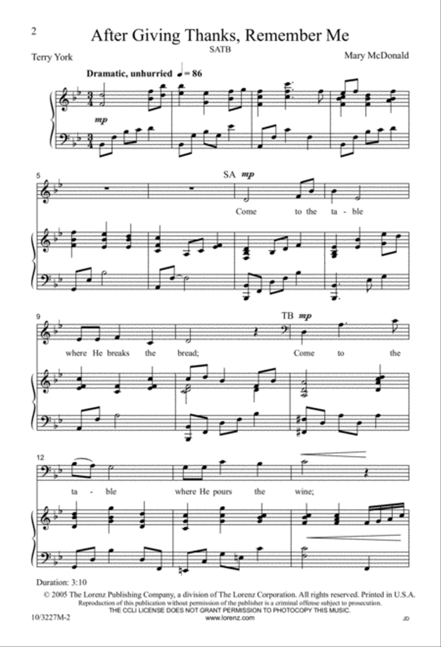 After Giving Thanks, Remember Me 4-Part scores gallery preview page 2