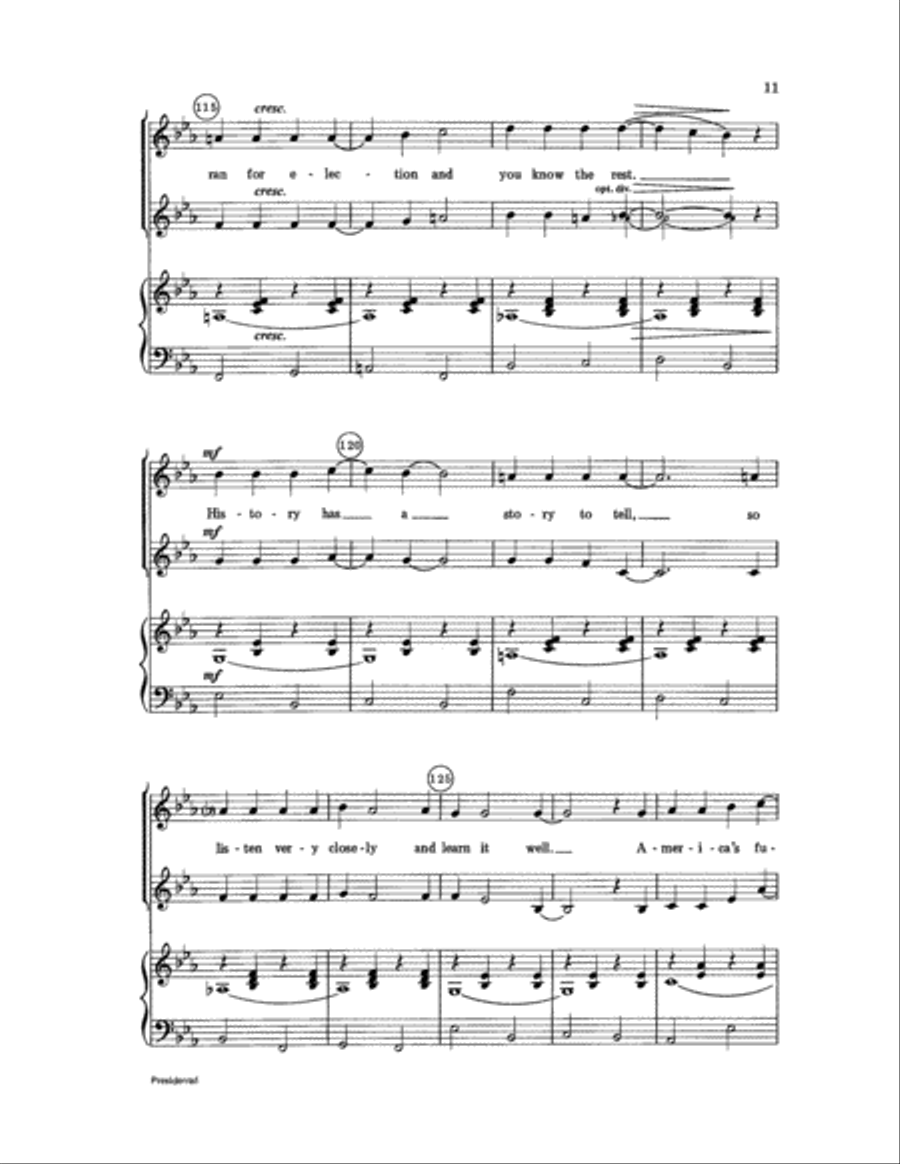 Presidents! Presidents! Unison Choir scores gallery preview page 11