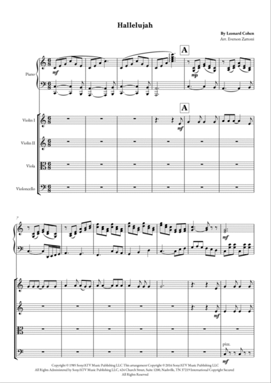 Hallelujah Piano Quintet scores gallery preview page 2