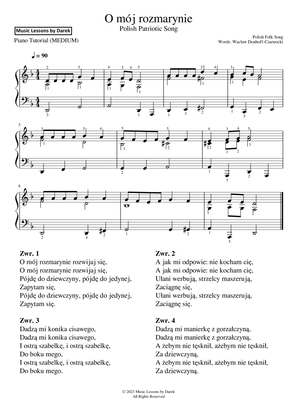 O mój rozmarynie (Polish Patriotic Song) / Oh My Rosemary [MEDIUM PIANO]