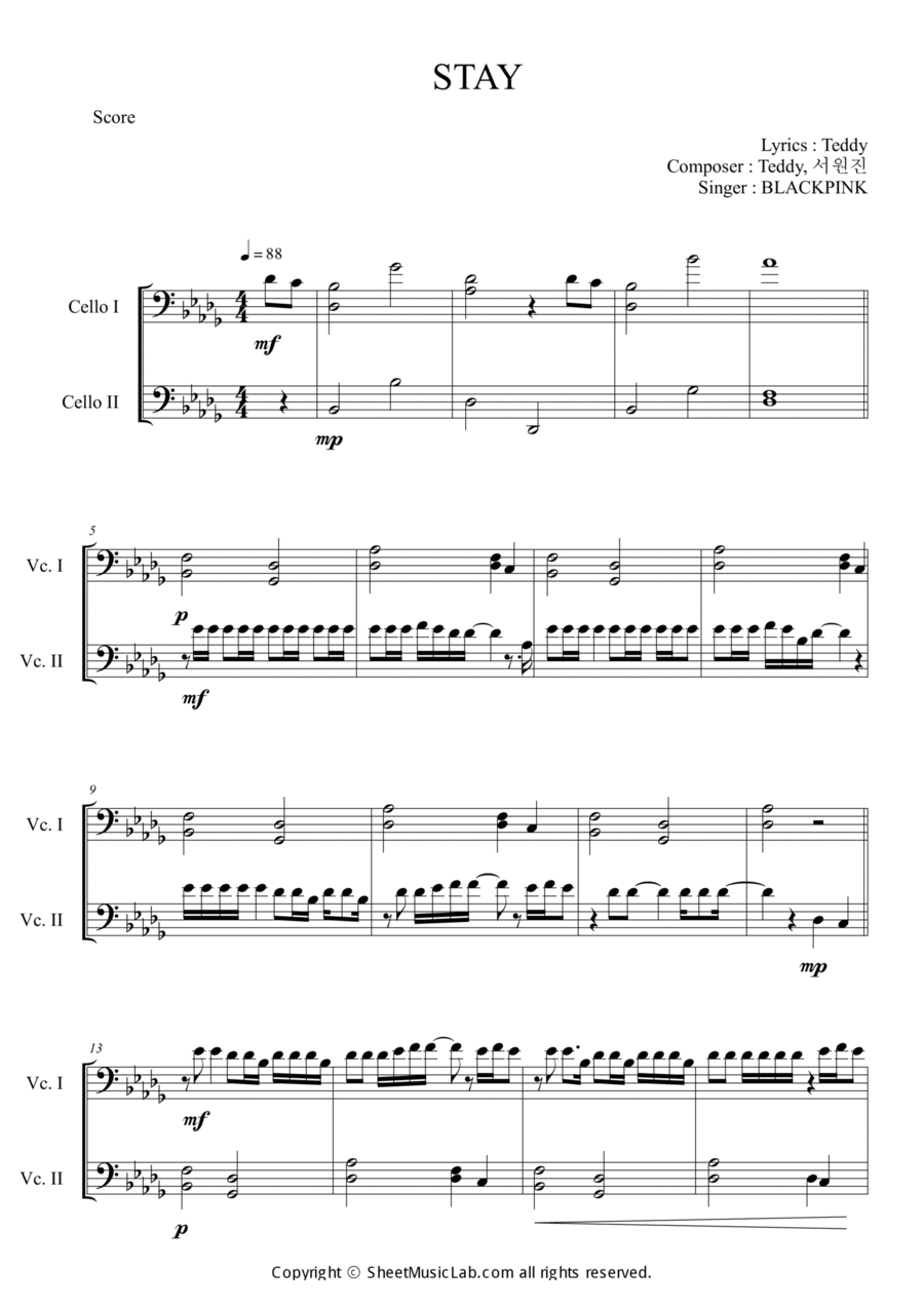 Stay Stay String Duet scores gallery preview page 1