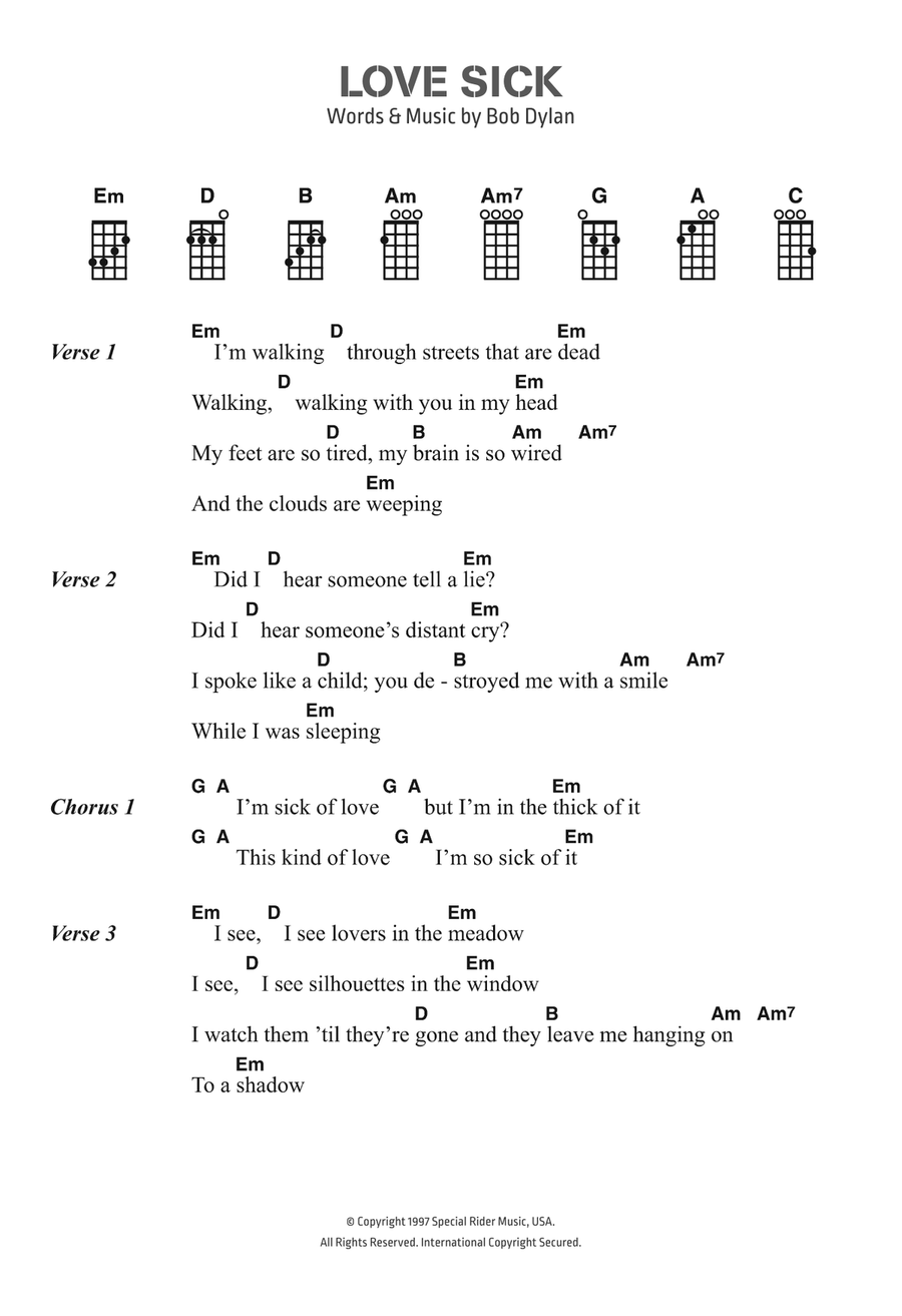 Love Sick Piano, Vocal, Guitar scores gallery preview page 1