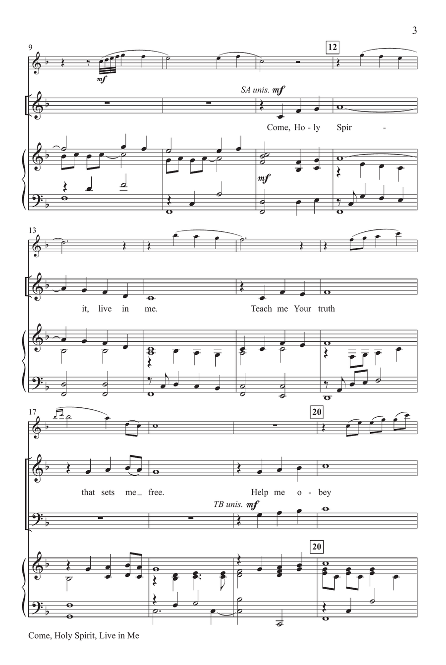 Come, Holy Spirit, Live in Me 4-Part scores gallery preview page 3