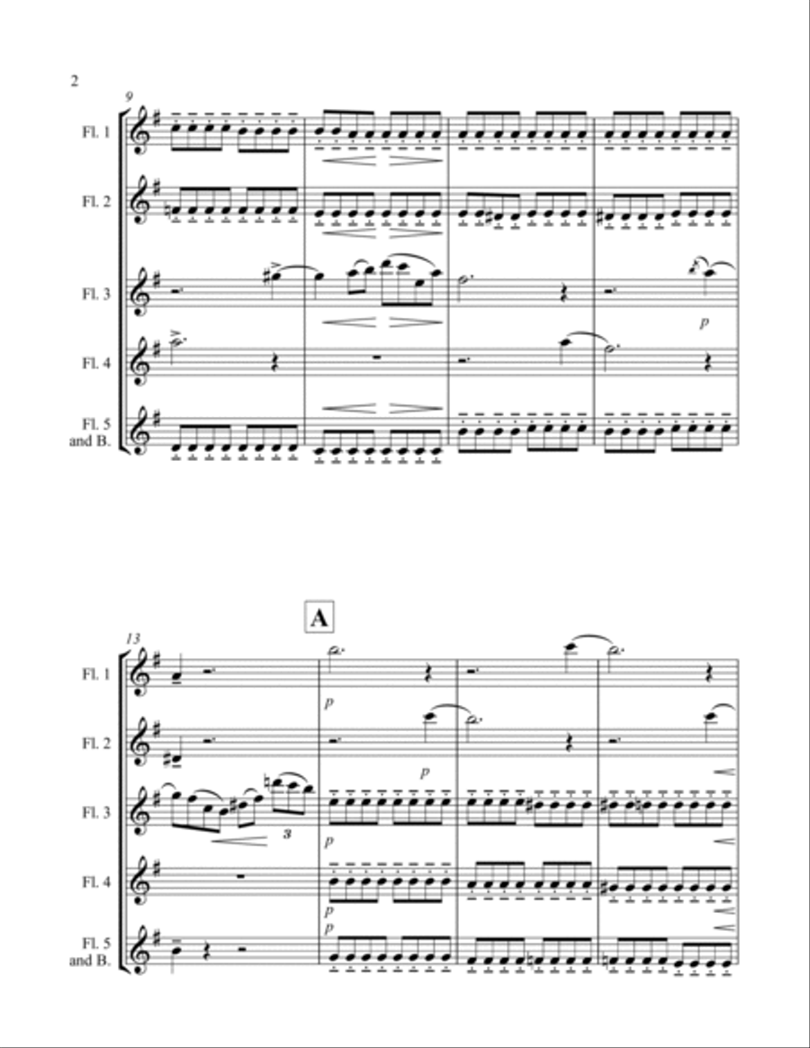 Prelude in E minor Op. 28 No. 4 arranged for 5 C flutes with optional bass flute image number null