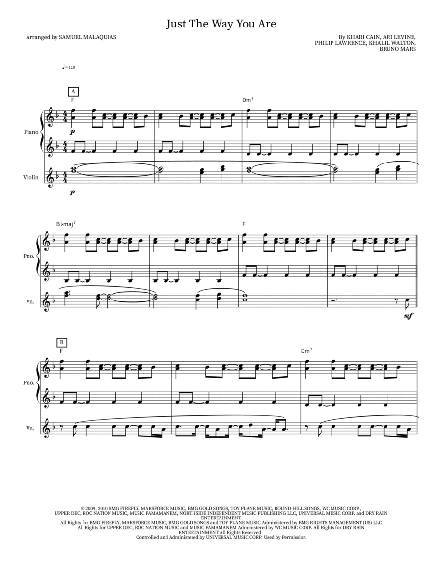 Just The Way You Are Violin Solo scores gallery preview page 1