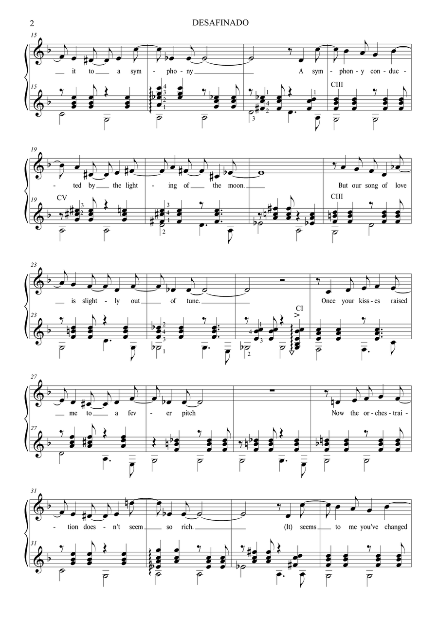 Desafinado Piano, Vocal, Guitar scores gallery preview page 2