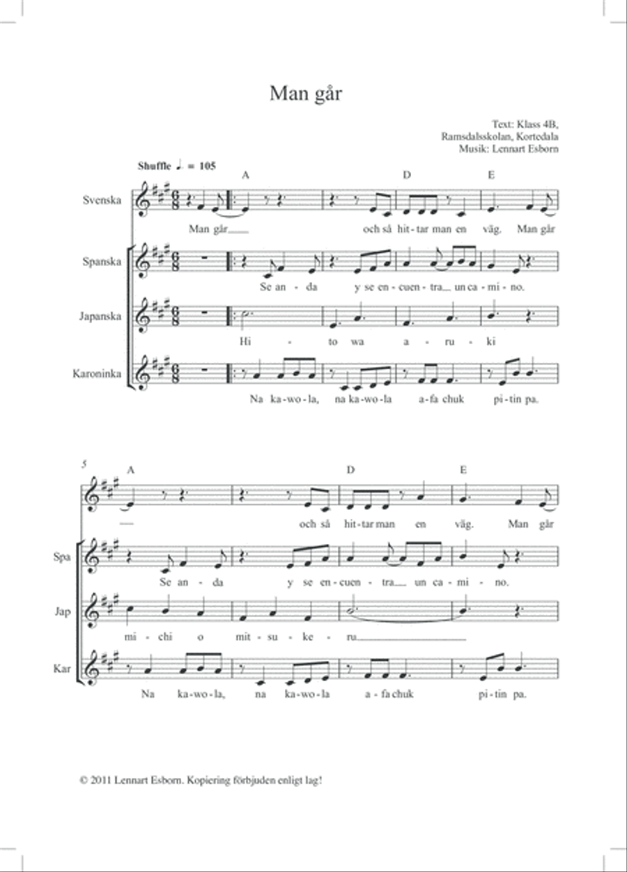 Man går Man går Choir scores gallery preview page 2