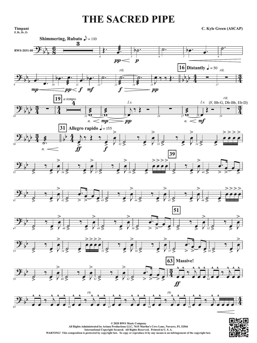 The Sacred Pipe: Timpani Percussion scores gallery preview page 1