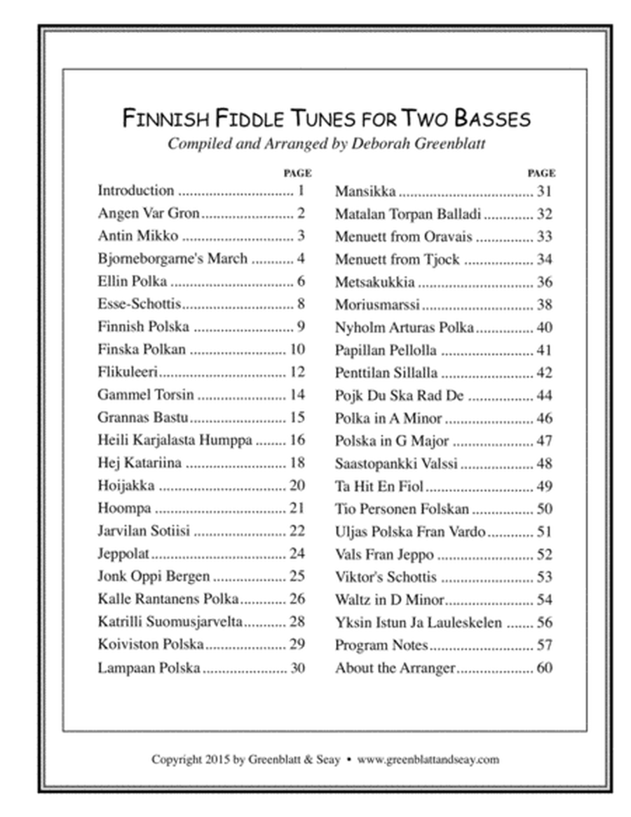 Finnish Fiddle Tunes for Two Basses