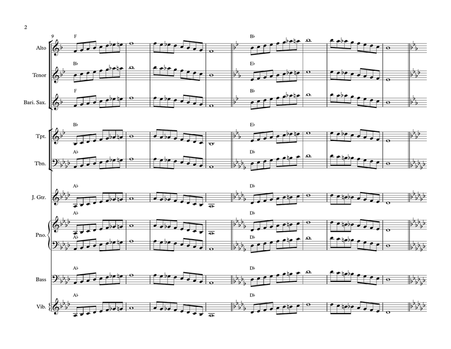 The Five Bebop Scales for Big Band Jazz Ensemble scores gallery preview page 2