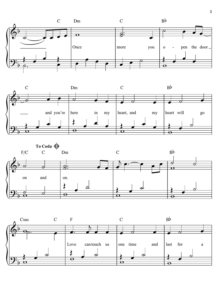 My Heart Will Go On (Love Theme from Titanic) Easy Piano scores gallery preview page 3