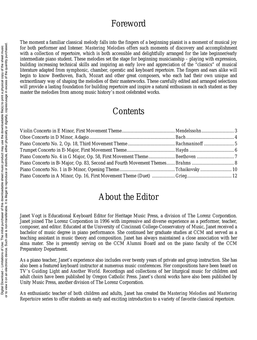 Mastering Melodies: Favorite Concertos Piano Solo scores gallery preview page 2