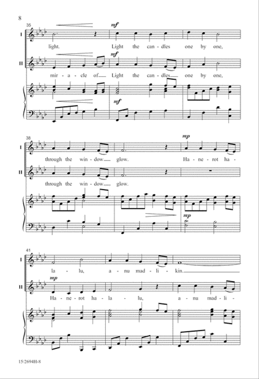 Hanerot Halalu (Light the Candles) 2-Part scores gallery preview page 8