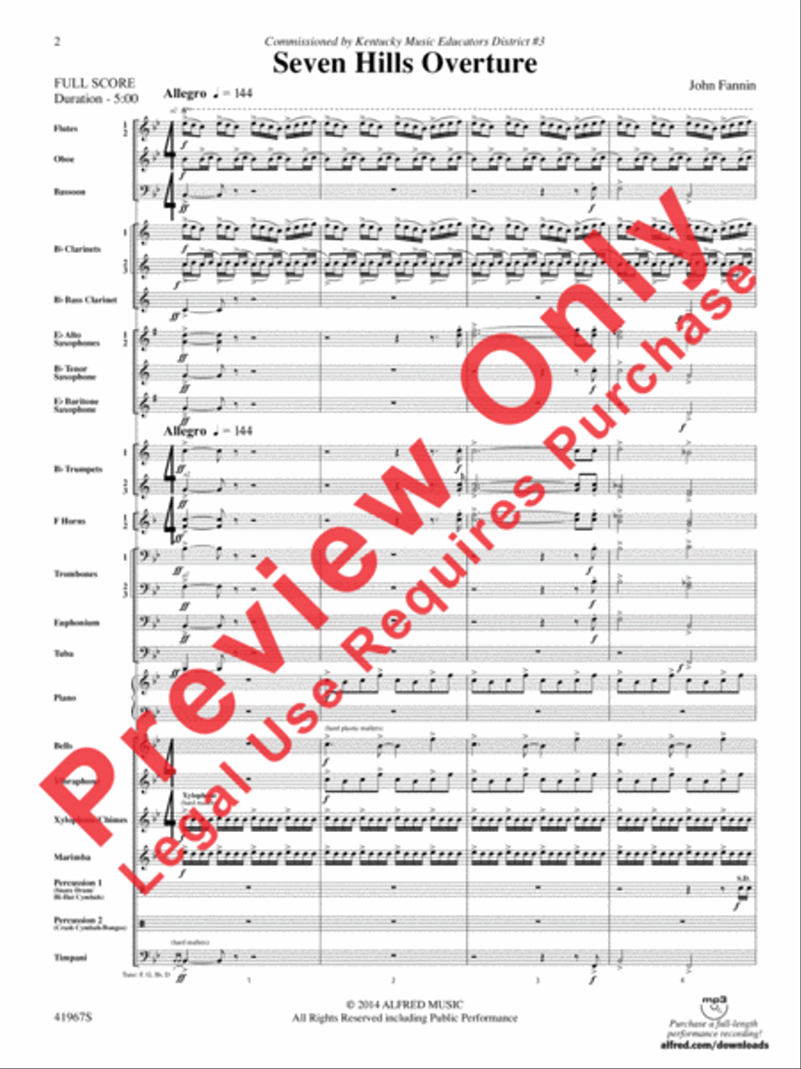 Seven Hills Overture Concert Band scores gallery preview page 3