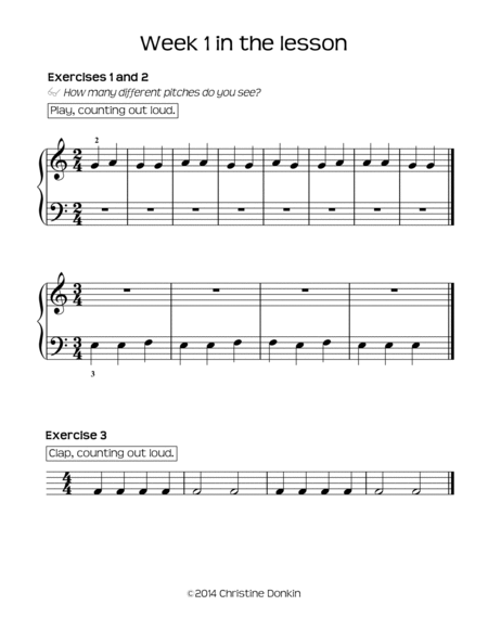 Daily Reading Level 1 - music reading comprehension for piano students