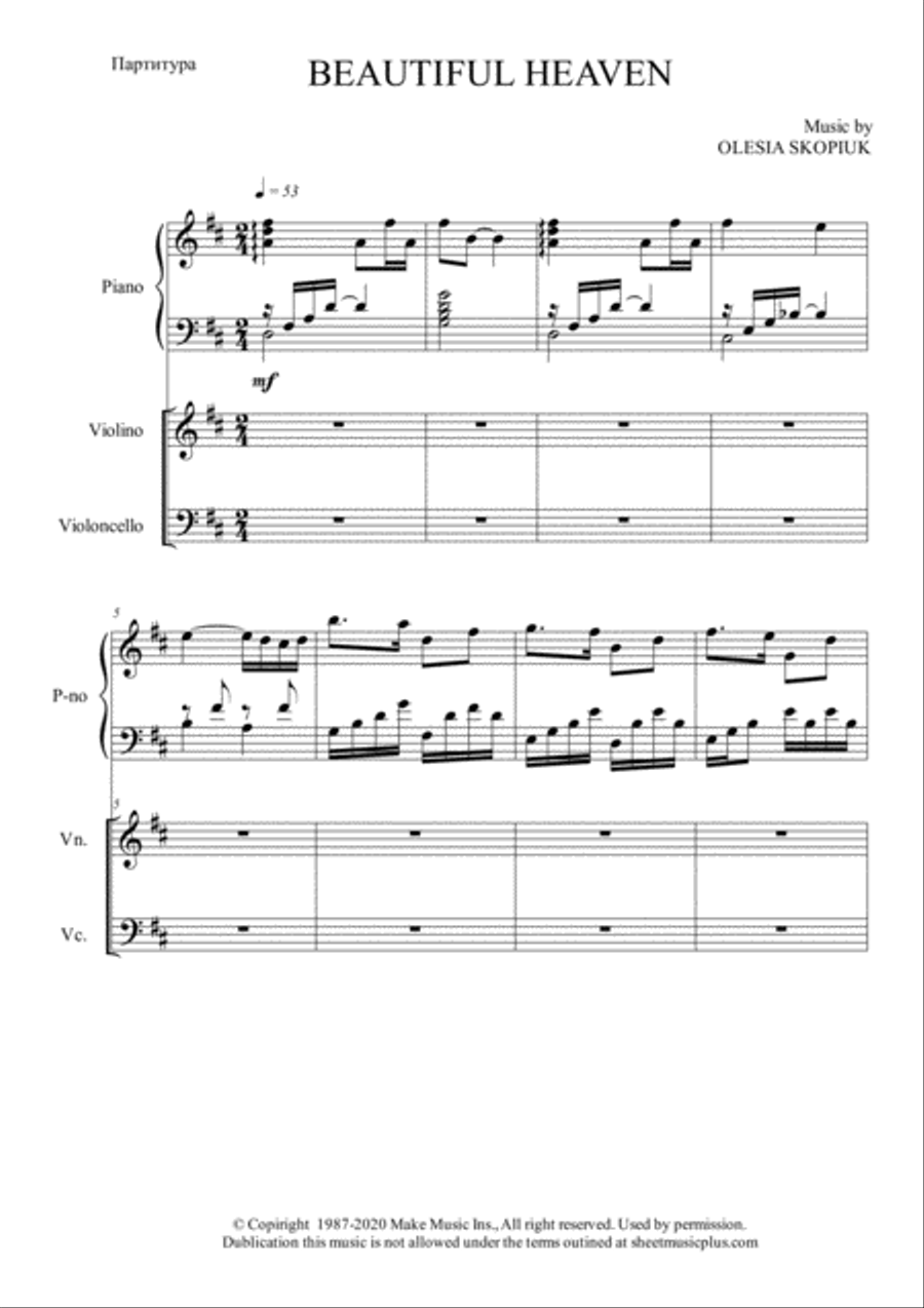 Beautiful Heaven Piano Trio scores gallery preview page 1