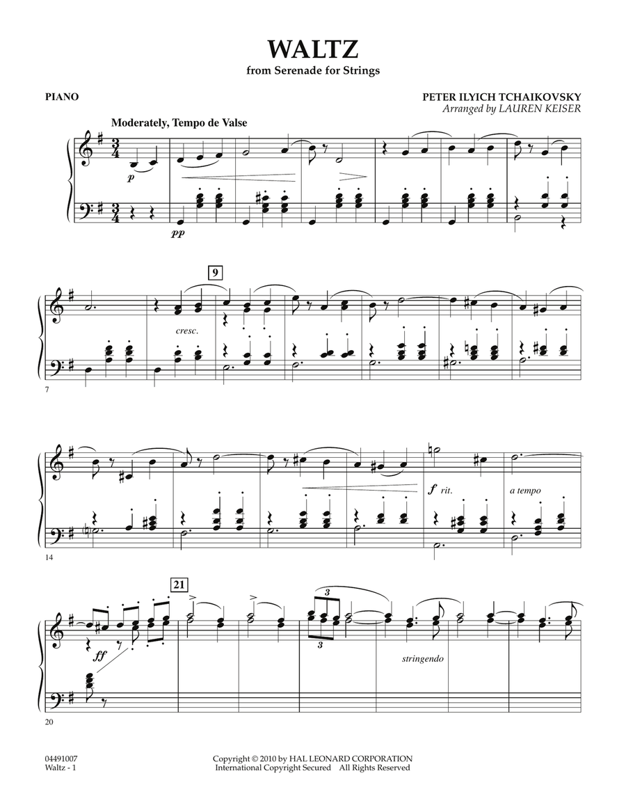 Waltz (from Serenade For Strings) - Piano String Orchestra scores gallery preview page 1