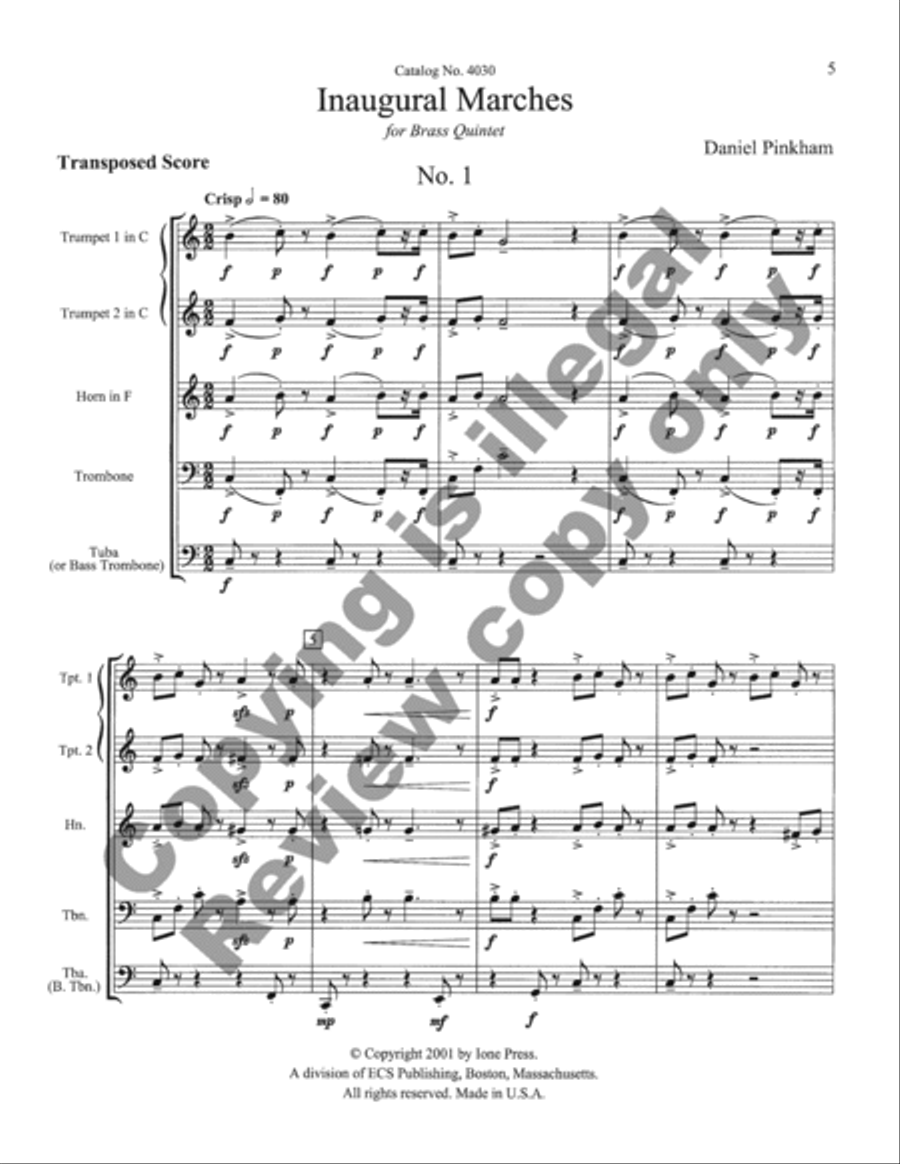 Inaugural Marches Inaugural Marches Brass Quintet scores gallery preview page 2
