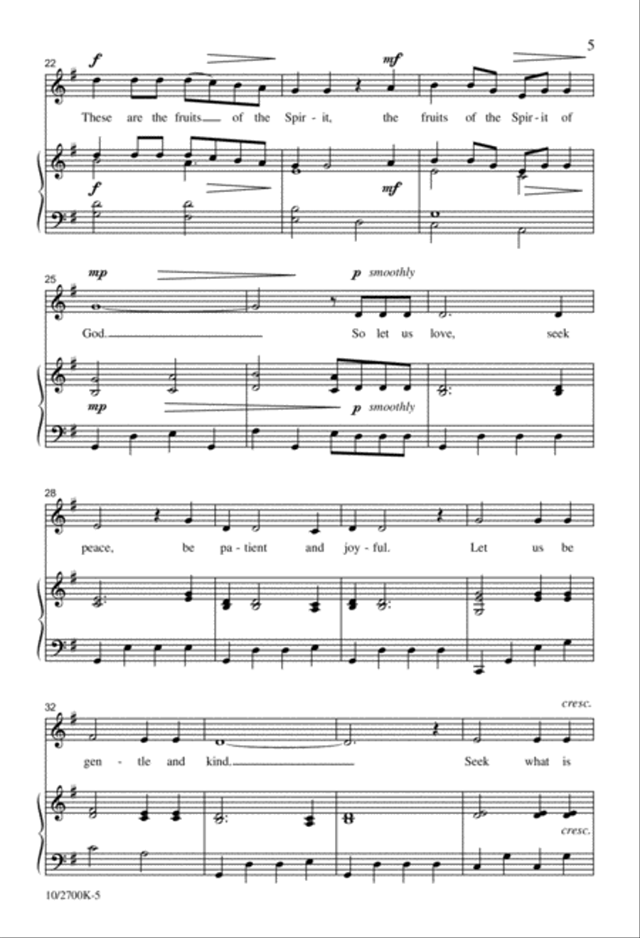 The Fruits of the Spirit Unison Choir scores gallery preview page 6