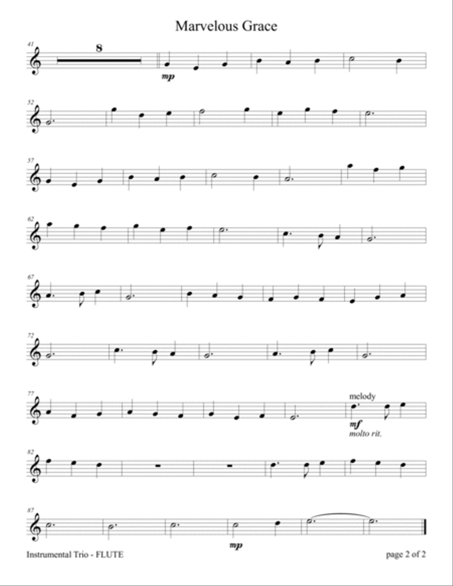 Marvelous Grace (Flute and/or Violin Duet with Piano Accompaniment) Flute scores gallery preview page 4