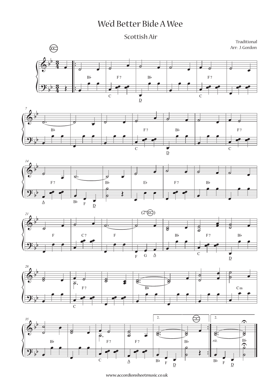 We'd Better Bide A Wee Accordion scores gallery preview page 1