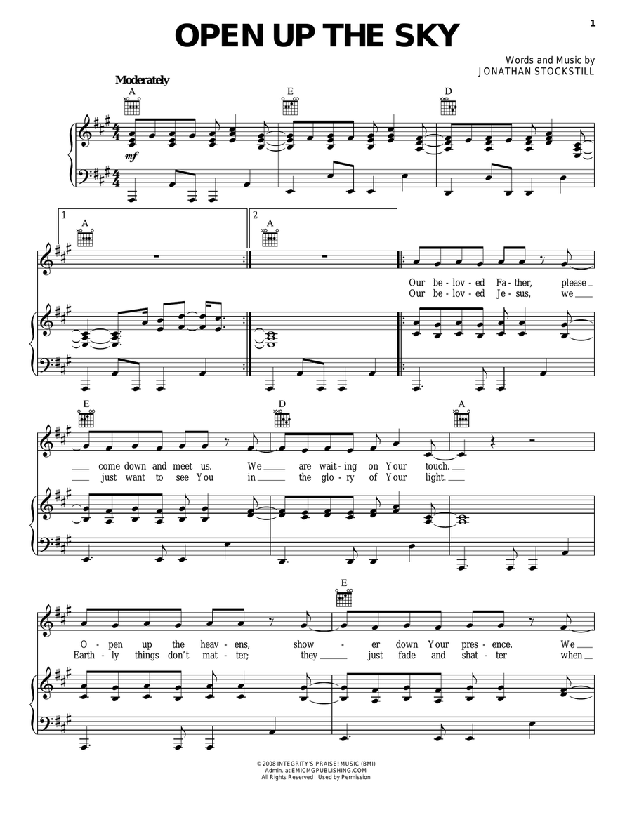 Open Up The Sky Acoustic Guitar scores gallery preview page 1