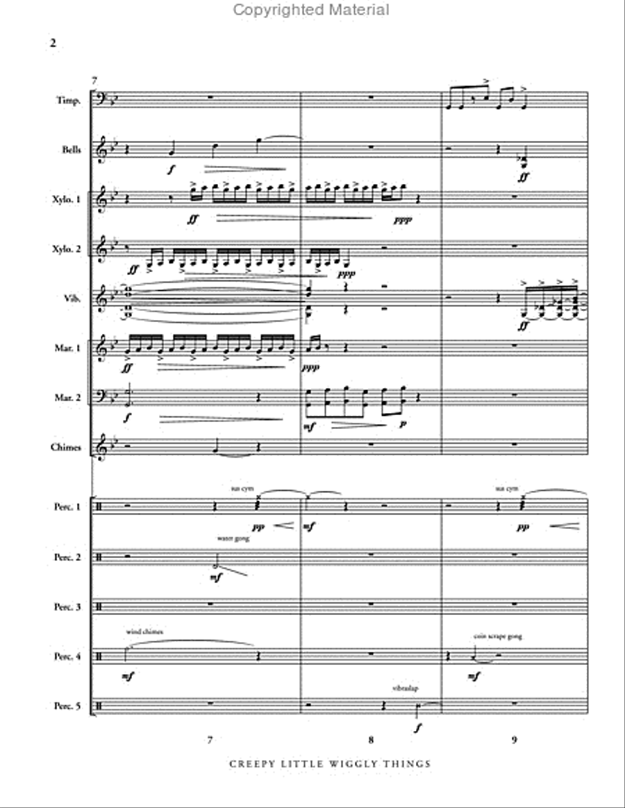 Creepy Little Wiggly Things (score only) Percussion Ensemble scores gallery preview page 3
