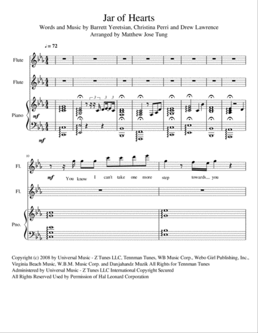 Jar Of Hearts Jar Of Hearts Piano scores gallery preview page 1