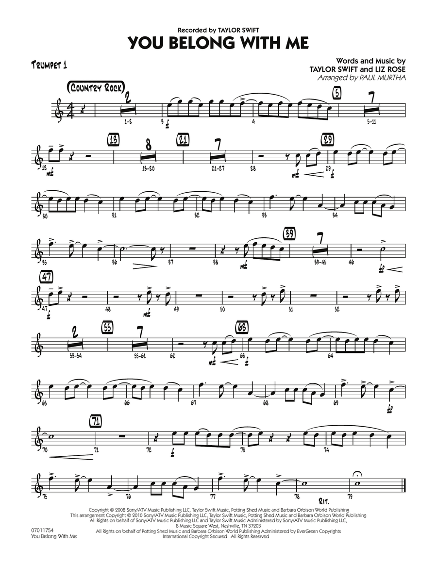 You Belong With Me - Trumpet 1