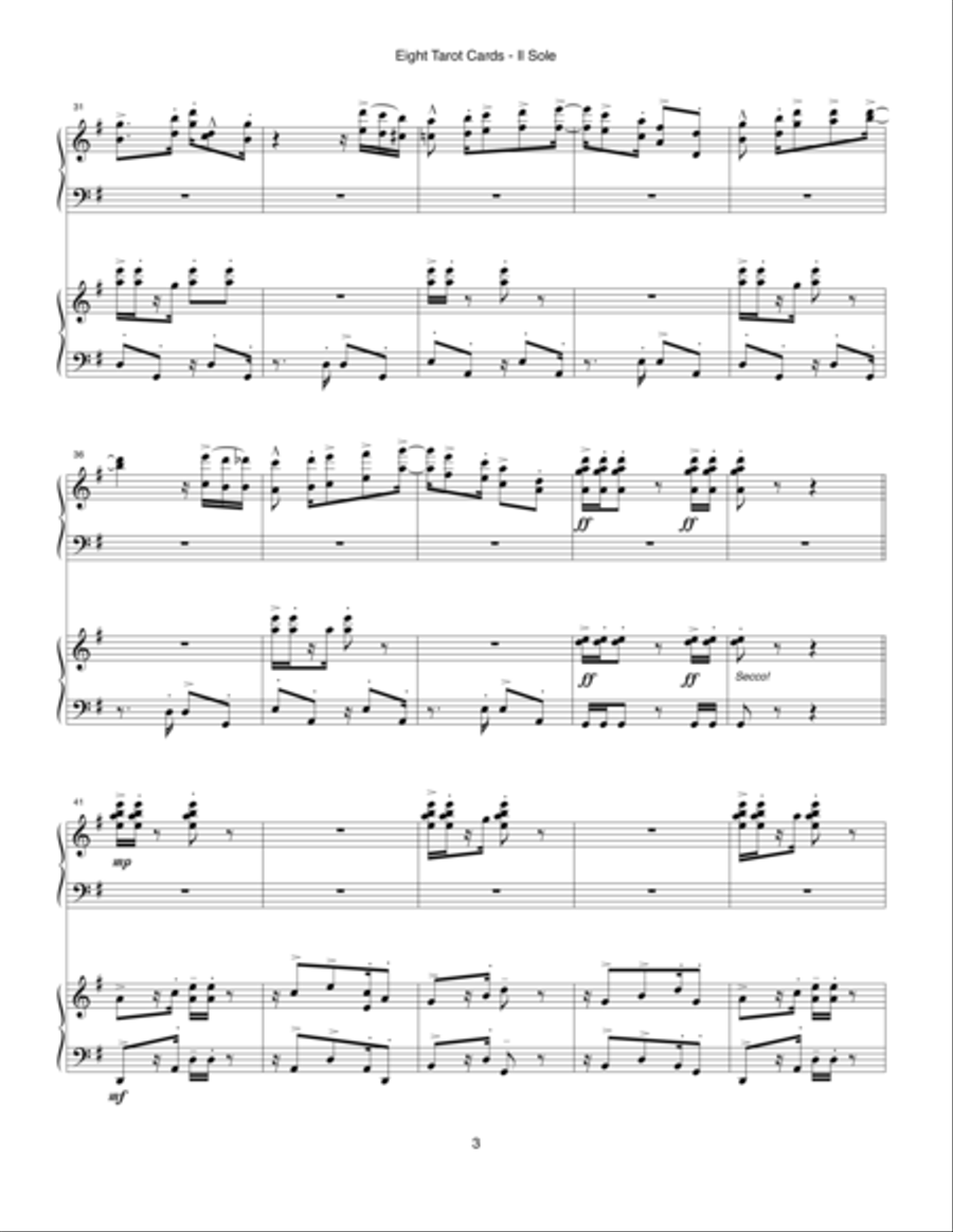 Eight Tarot Cards for Madam Rubio ... Il Sole (1997) for two marimbas Small Ensemble scores gallery preview page 3