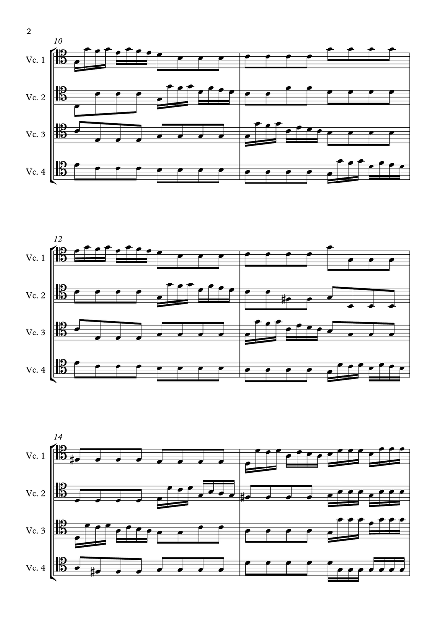 Concerto in D for 4 Violins (Arranged in C for Cello Quartet) Chamber Orchestra scores gallery preview page 2