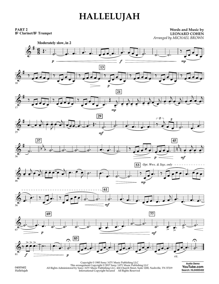 Hallelujah - Pt.2 - Bb Clarinet/Bb Trumpet Concert Band scores gallery preview page 1