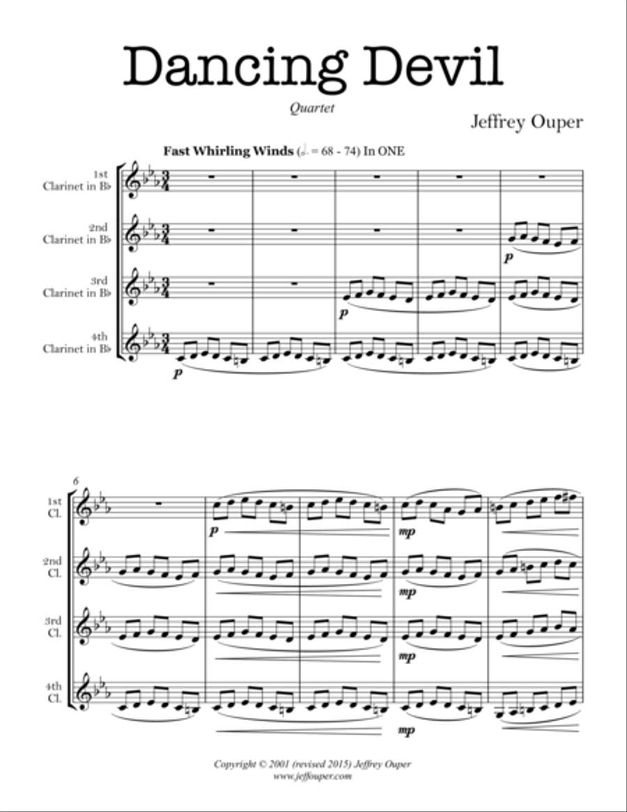 Dancing Devil (clarinet quartet) Clarinet Quartet scores gallery preview page 1