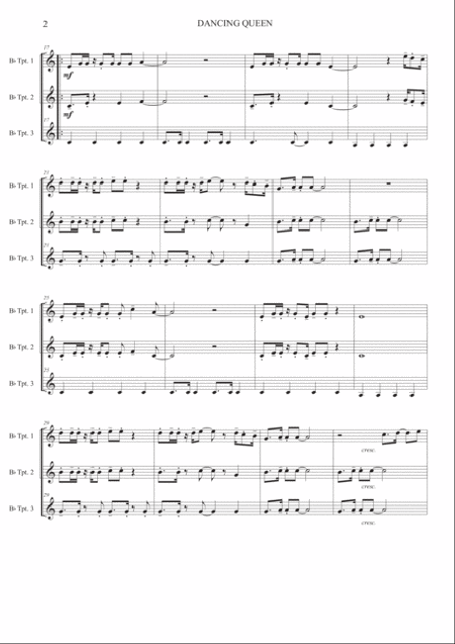 Dancing Queen Brass Ensemble scores gallery preview page 2